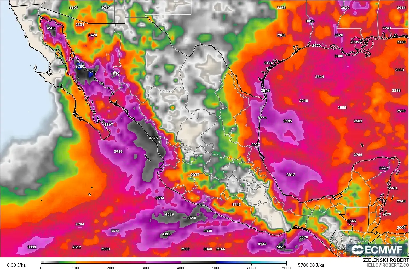 ECMWF IFS 0.25° modelo - México, CAPE