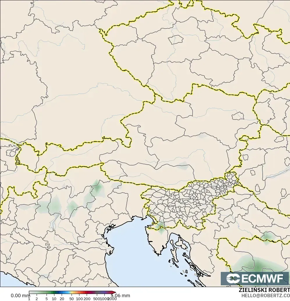 ECMWF IFS 0.25° modelo - Austria, Acumulación de precipitación