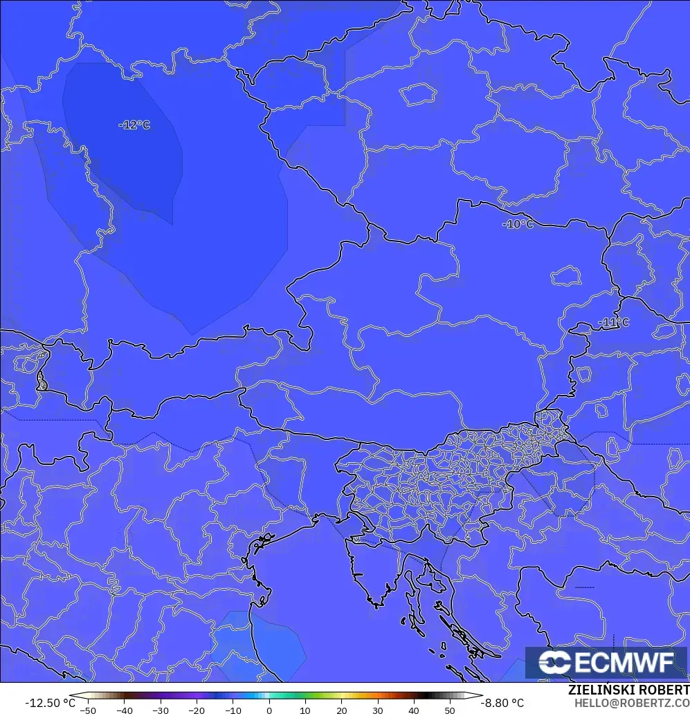 ECMWF IFS 0.25° modelo - Austria, Temperatura a 500 hPa