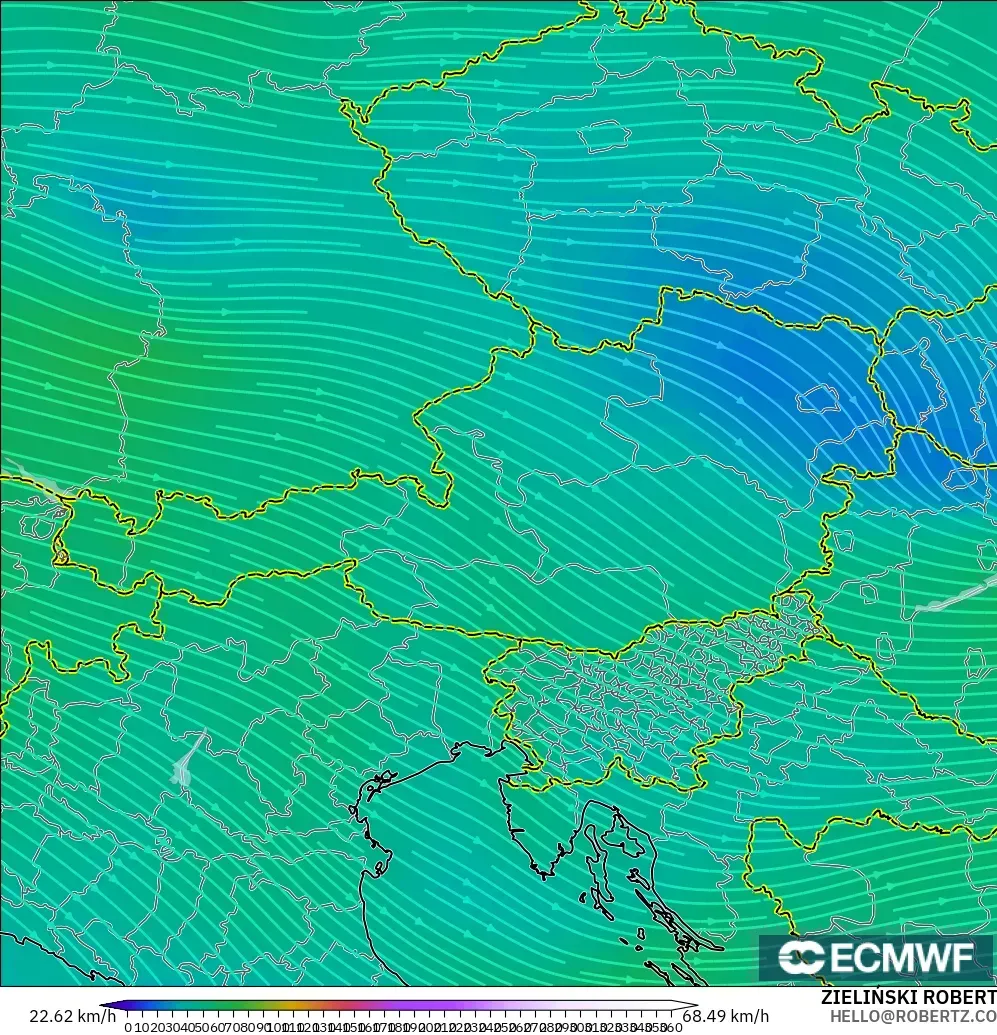 ECMWF IFS 0.25° modelo - Austria, Viento a 300 hPa (corriente en chorro)