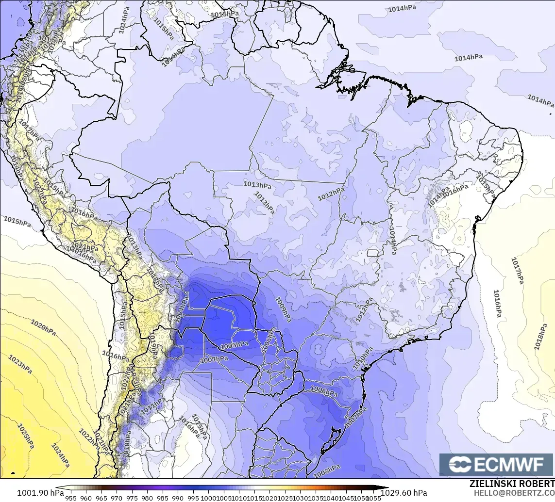 ECMWF IFS 0.25° modelo - Brasil, Presión