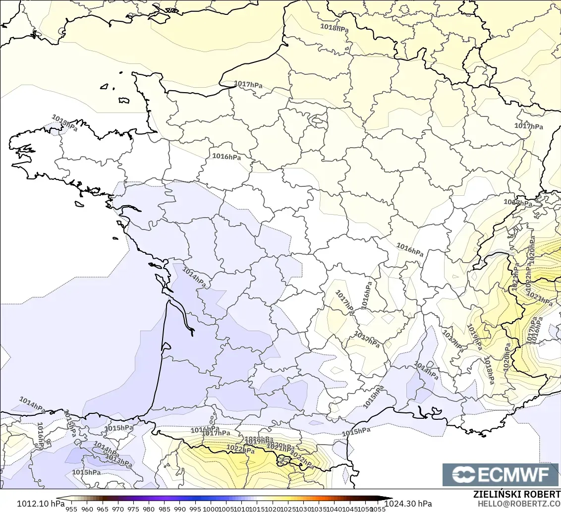 ECMWF IFS 0.25° modelo - Francia, Presión