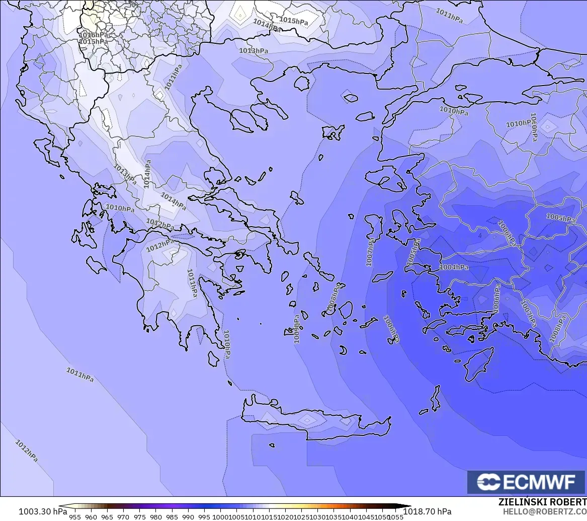 ECMWF IFS 0.25° modelo - Grecia, Presión