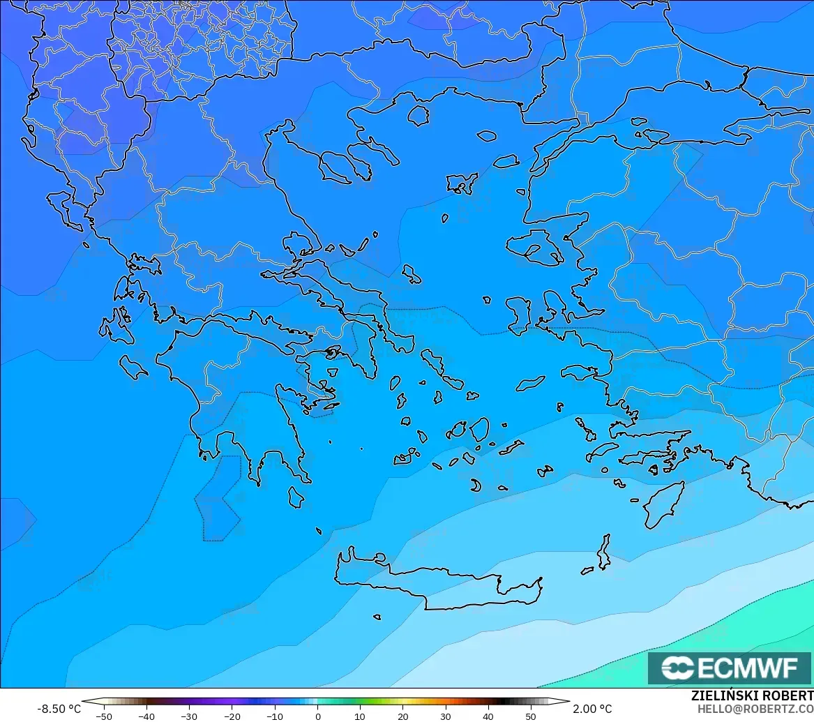 ECMWF IFS 0.25° modelo - Grecia, Temperatura a 500 hPa