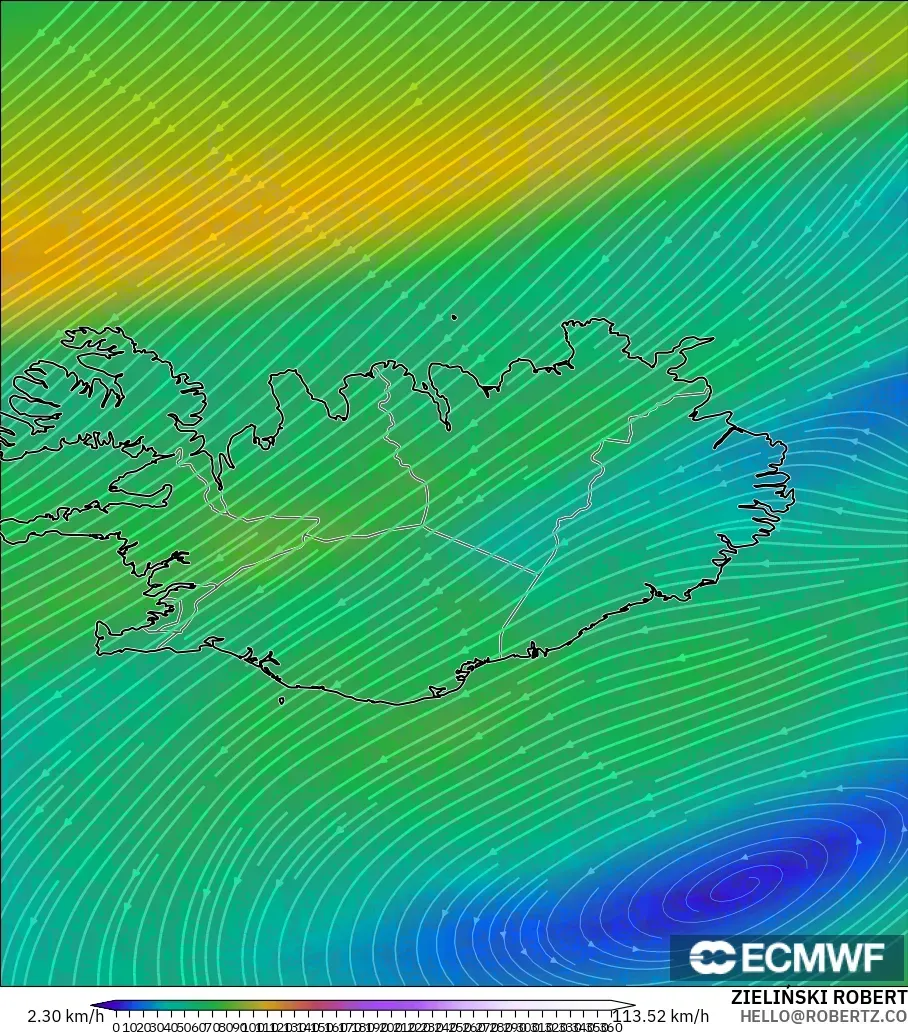 ECMWF IFS 0.25° modelo - Islandia, Viento a 300 hPa (corriente en chorro)