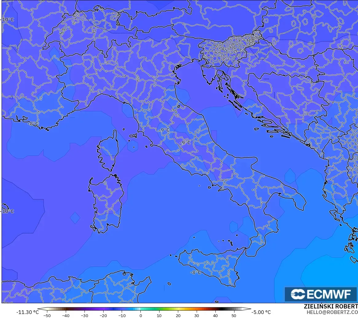 ECMWF IFS 0.25° modelo - Italia, Temperatura a 500 hPa
