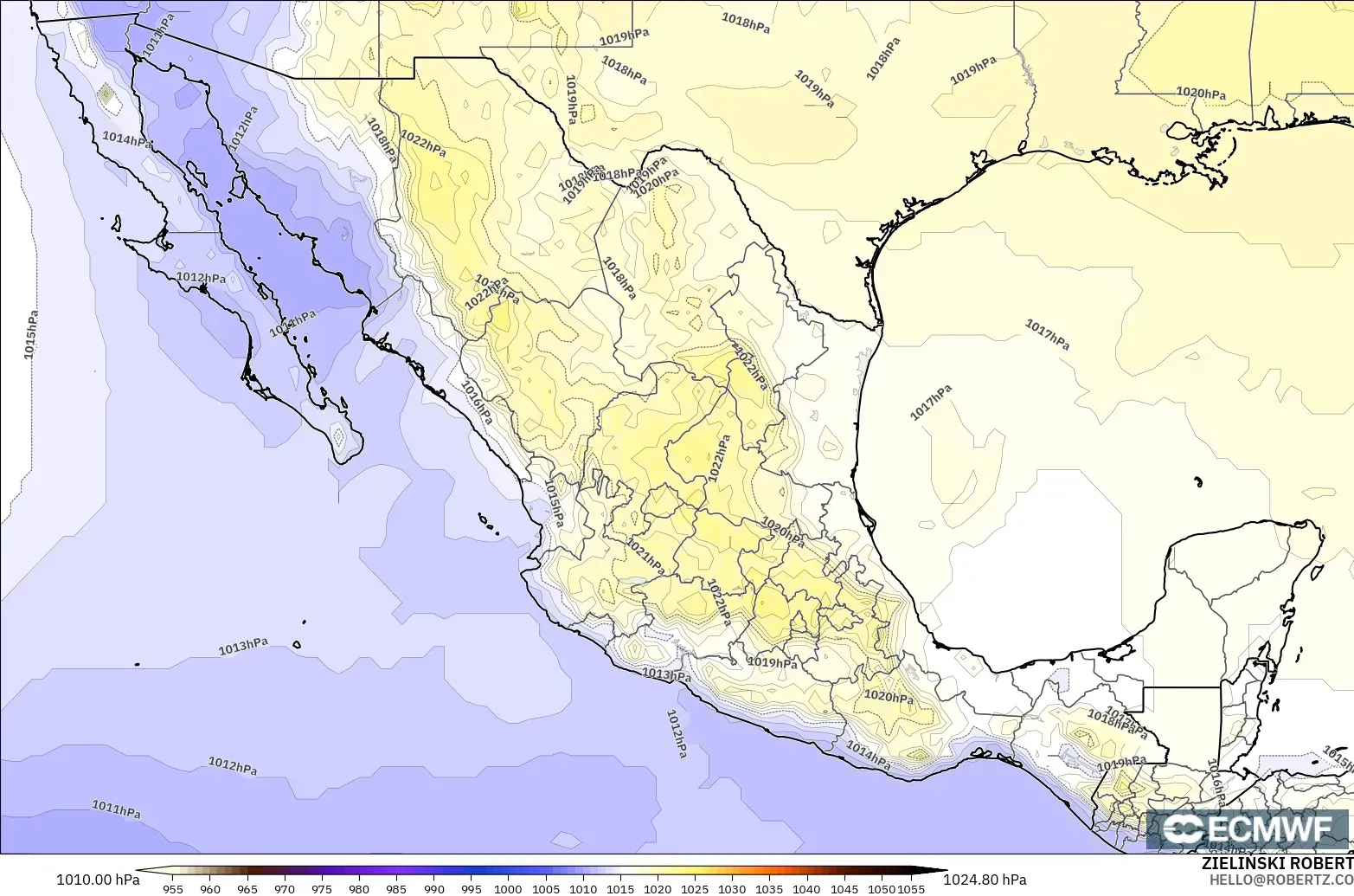ECMWF IFS 0.25° modelo - México, Presión