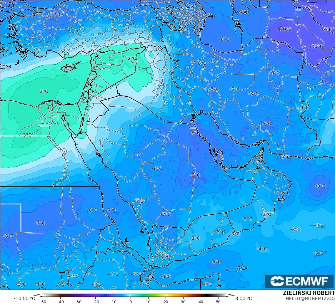 ECMWF IFS 0.25° modelo - Oriente Medio, Temperatura a 500 hPa