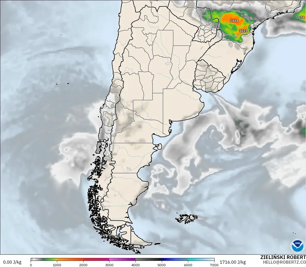GFS modelo - Argentina, CAPE