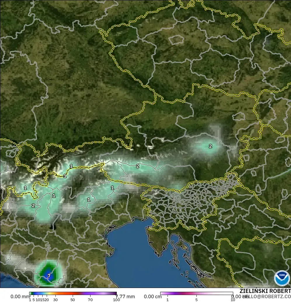 GFS modelo - Austria, Precipitación, nubes y presión