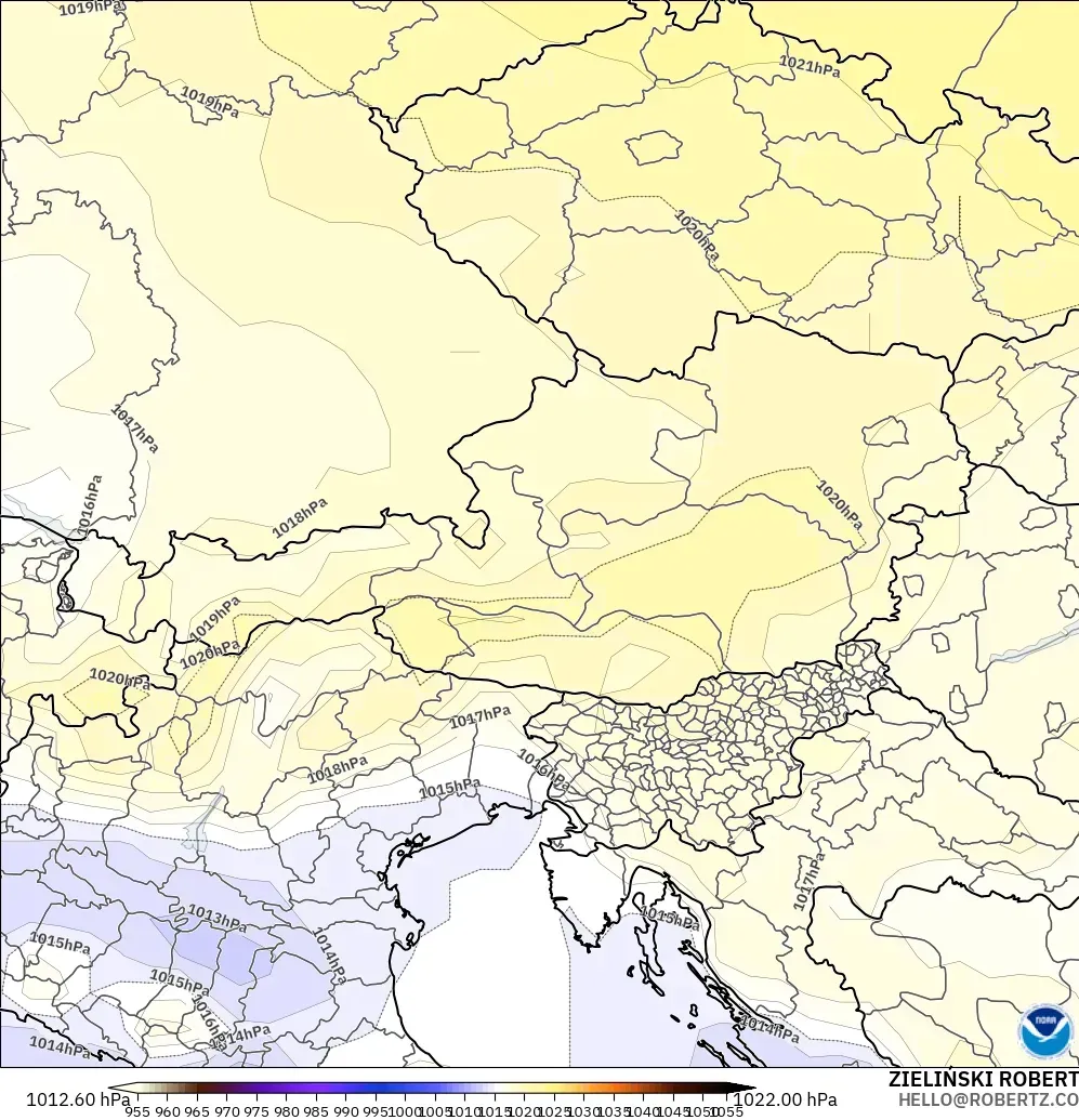 GFS modelo - Austria, Presión