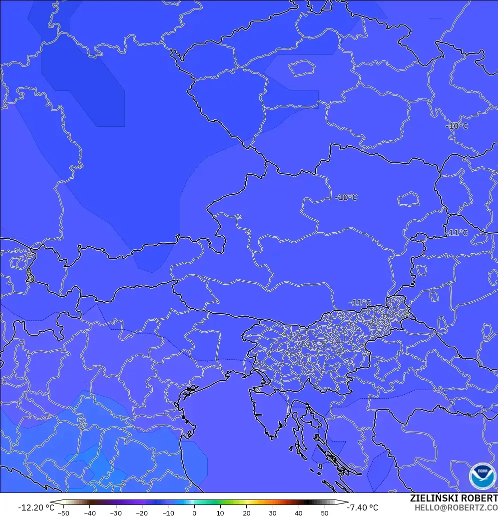 GFS modelo - Austria, Temperatura a 500 hPa