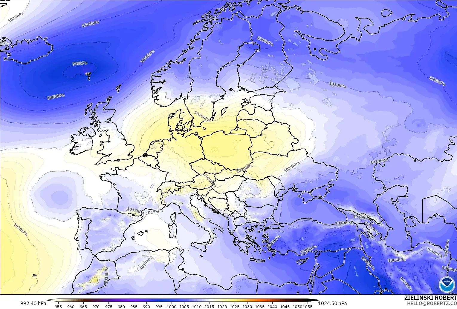 GFS modelo - Europa, Presión
