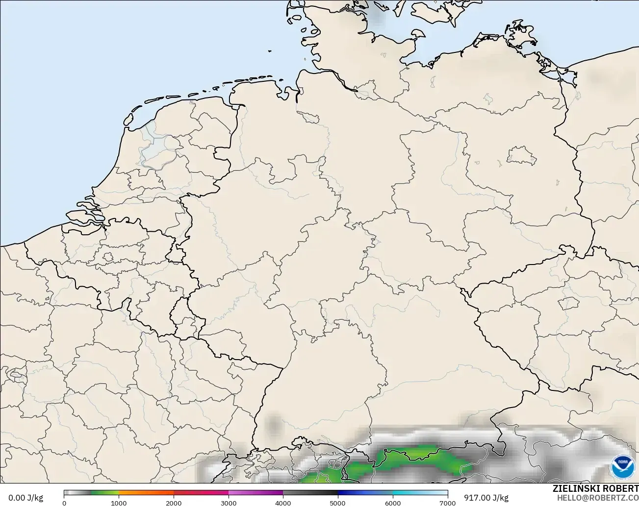 GFS modelo - Alemania, CAPE