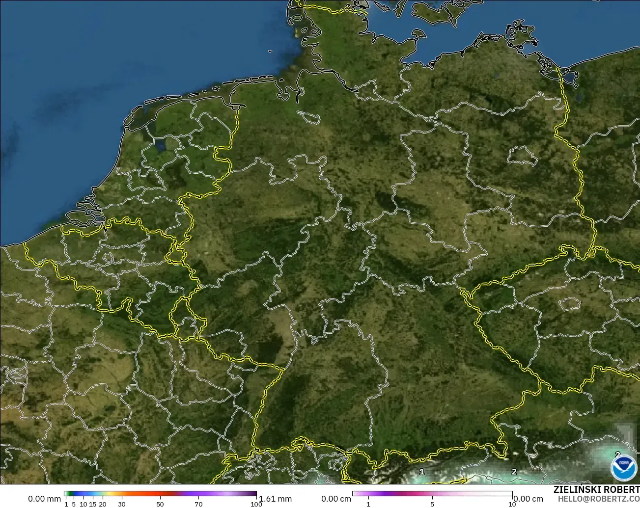 GFS modelo - Alemania, Precipitación, nubes y presión
