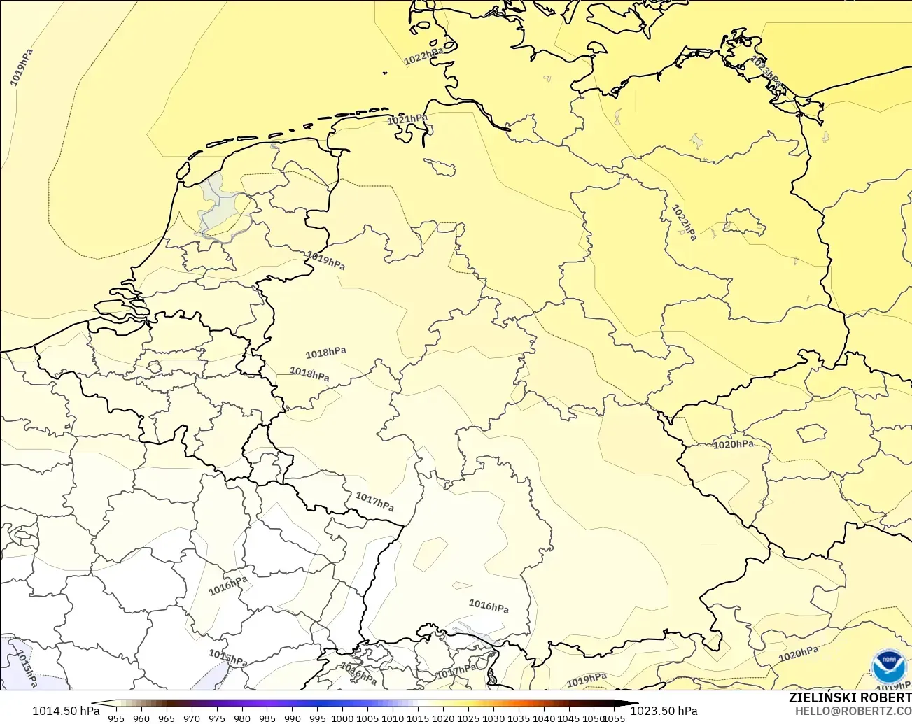 GFS modelo - Alemania, Presión