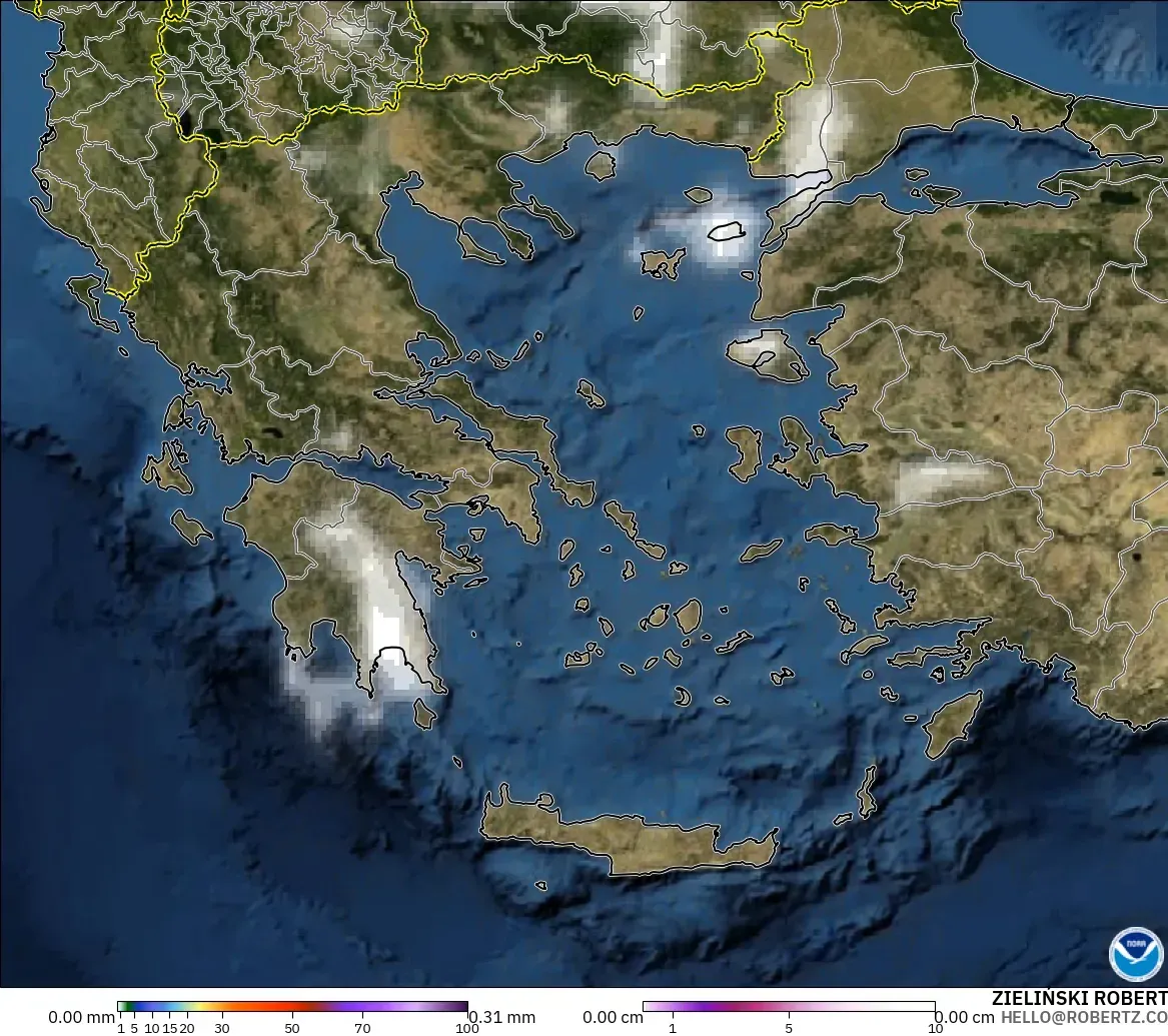 GFS modelo - Grecia, Precipitación, nubes y presión