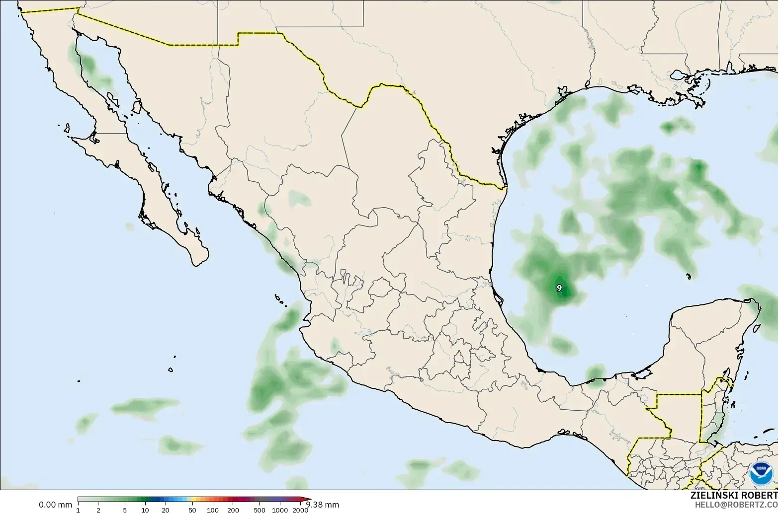 GFS modelo - México, Acumulación de precipitación