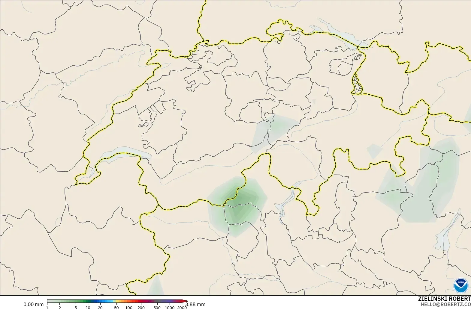 GFS modelo - Suiza, Acumulación de precipitación