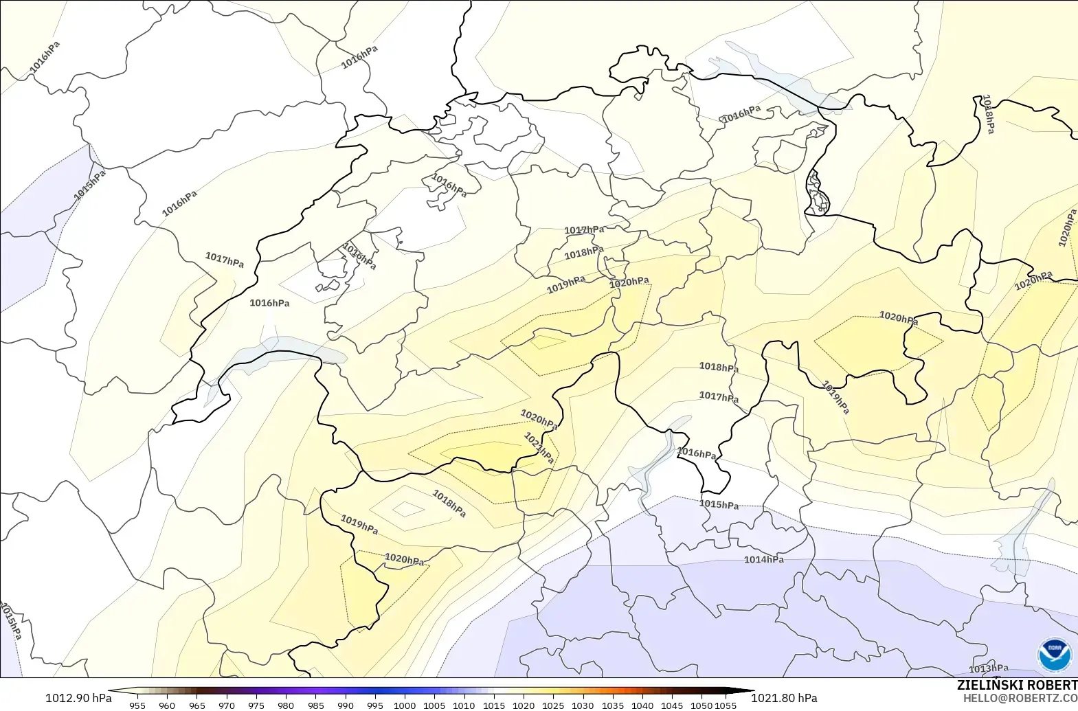 GFS modelo - Suiza, Presión