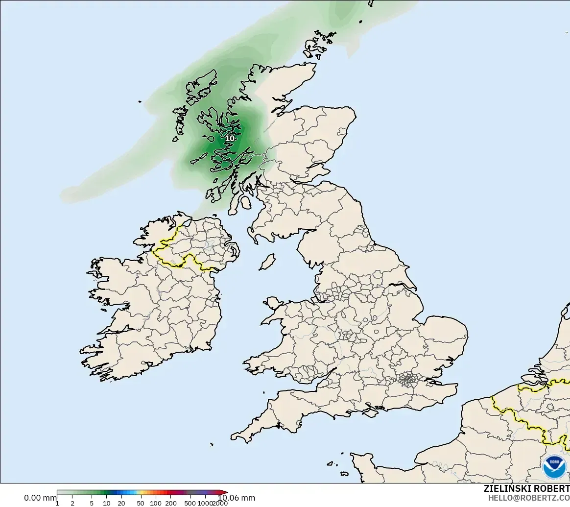 GFS modelo - Reino Unido, Acumulación de precipitación