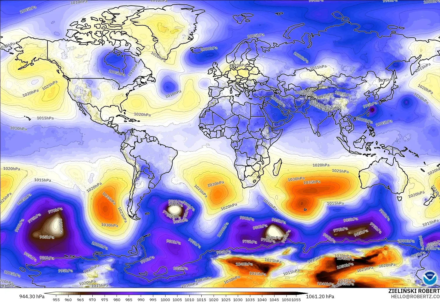 GFS modelo - Mundo, Presión
