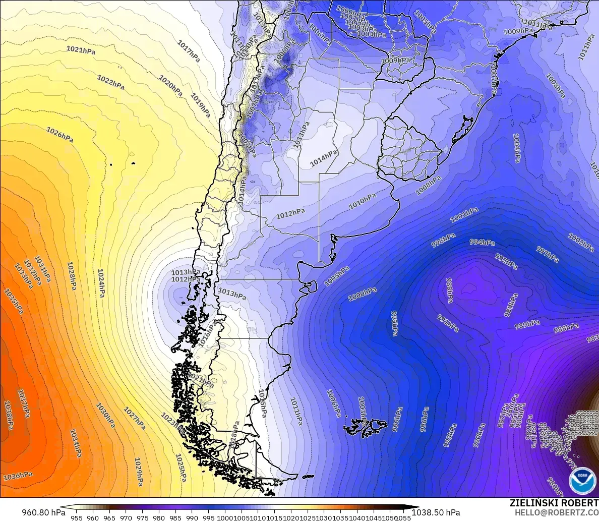 GFS modelo - Argentina, Presión