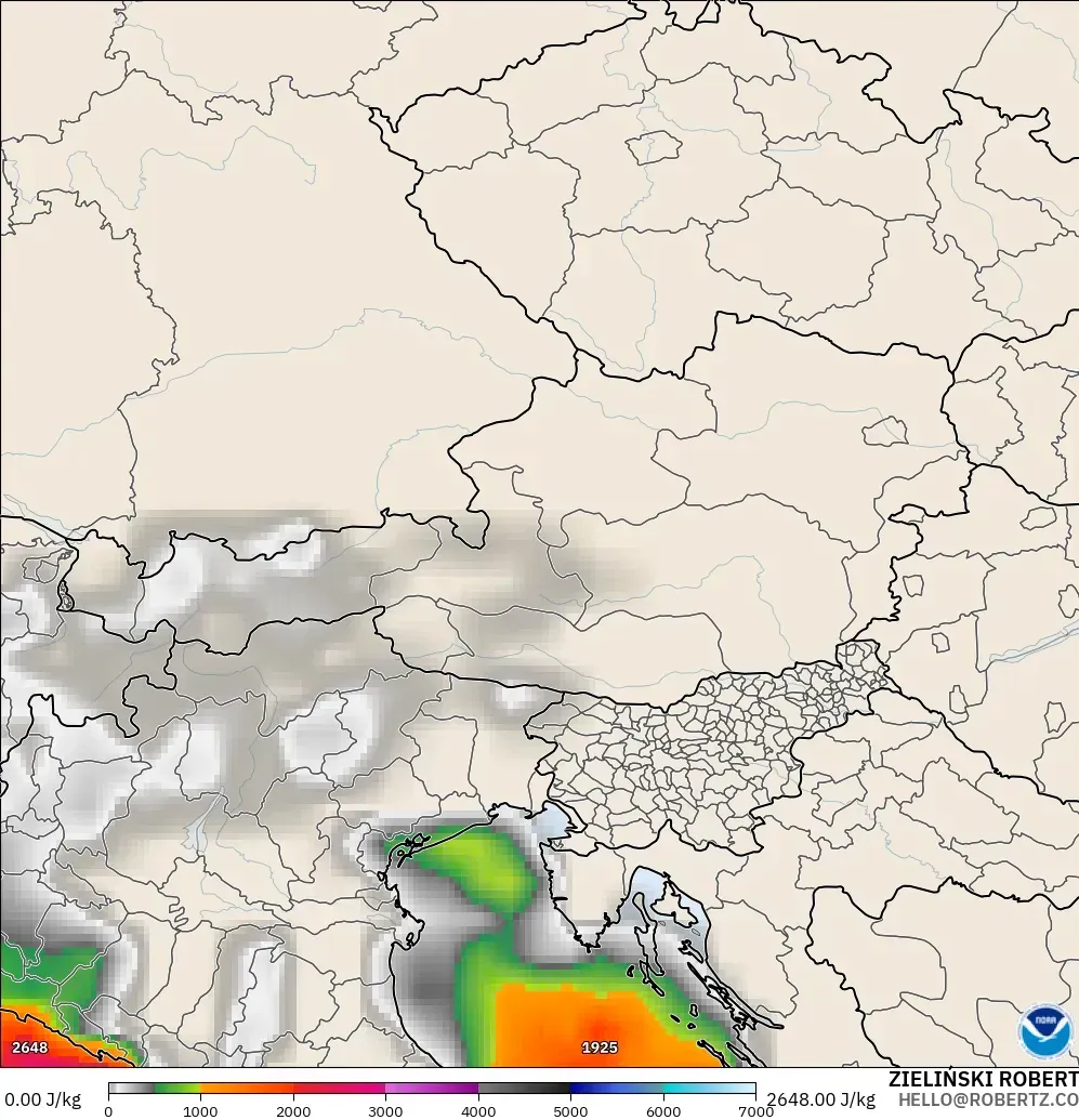 GFS modelo - Austria, CAPE