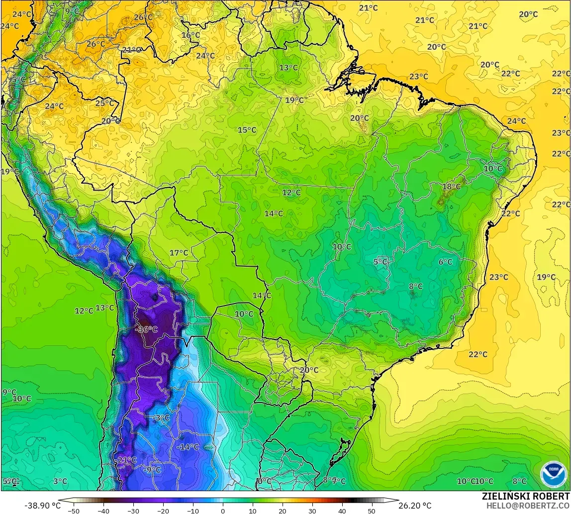 GFS modelo - Brasil, Punto de rocío a 2 m