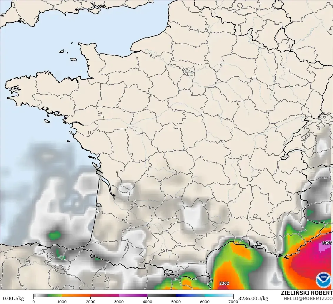 GFS modelo - Francia, CAPE