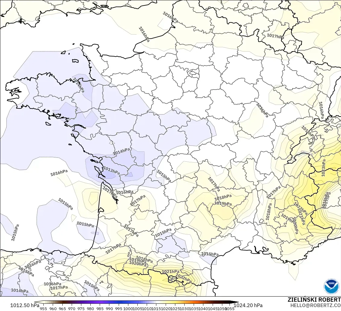GFS modelo - Francia, Presión