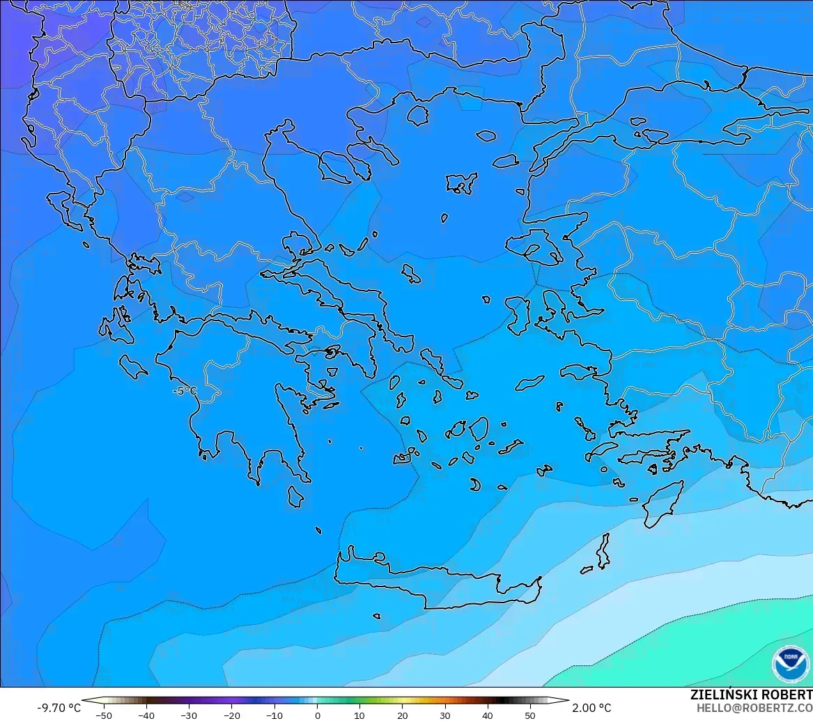 GFS modelo - Grecia, Temperatura a 500 hPa
