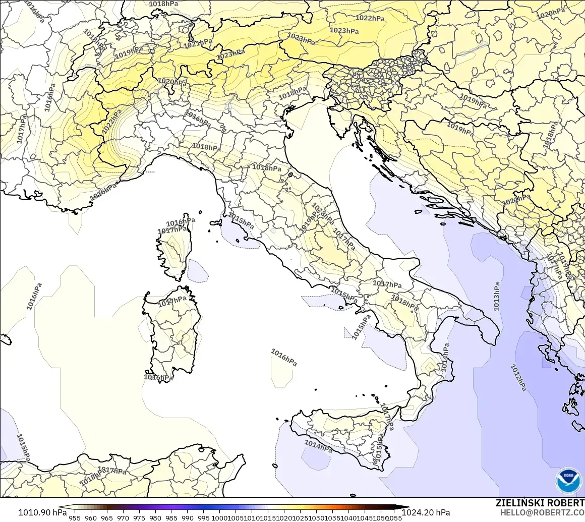 GFS modelo - Italia, Presión
