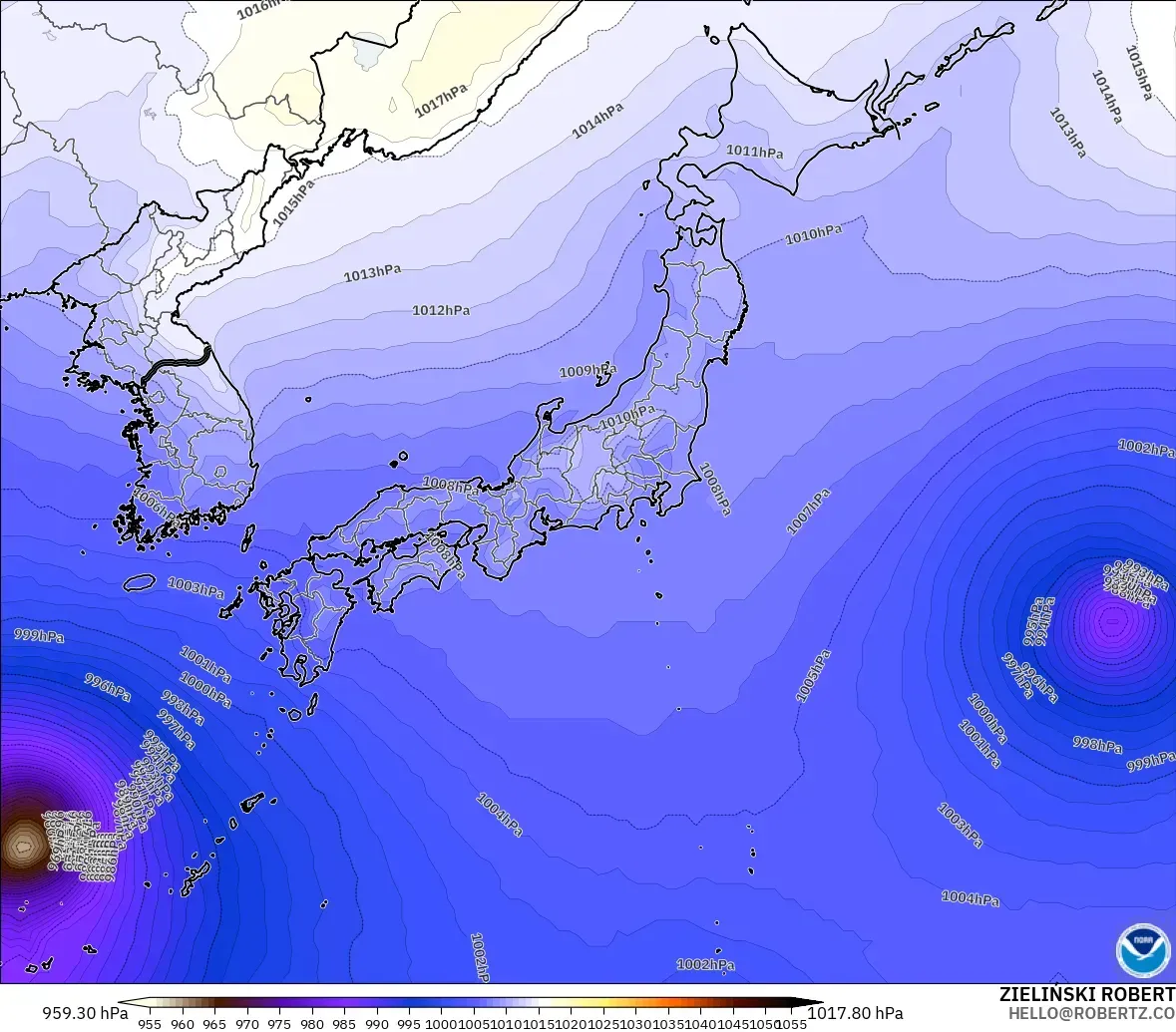 GFS modelo - Japón, Presión