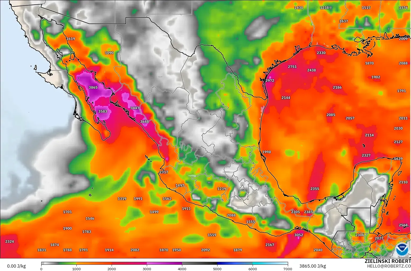 GFS modelo - México, CAPE
