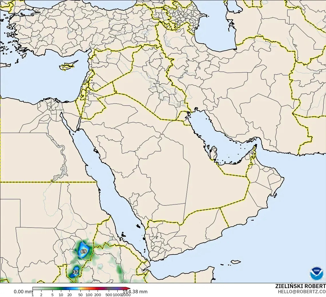 GFS modelo - Oriente Medio, Acumulación de precipitación