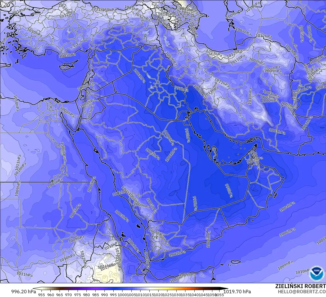 GFS modelo - Oriente Medio, Presión