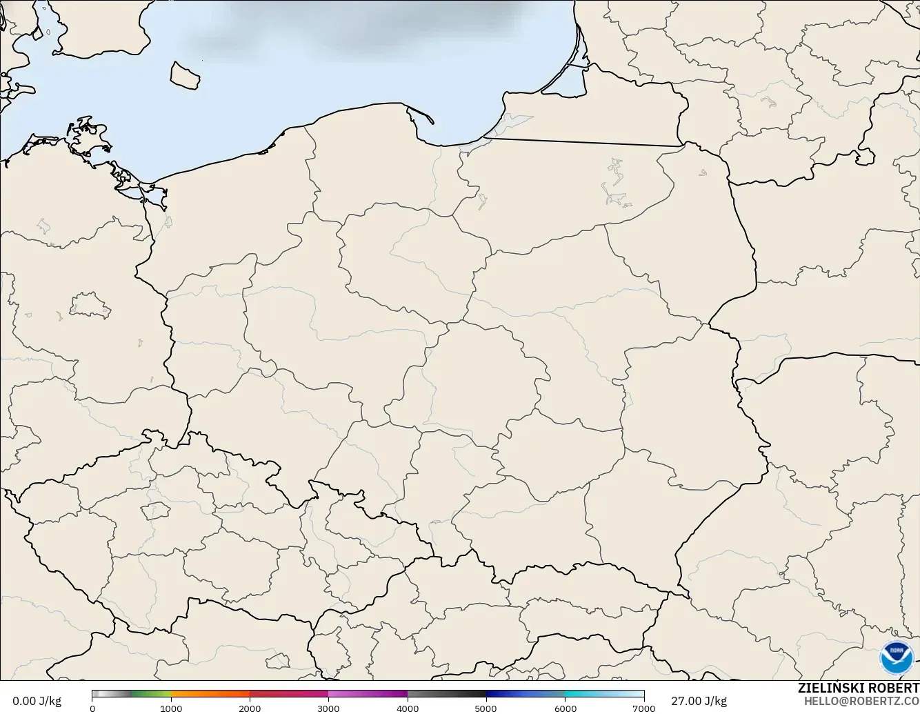 GFS modelo - Polonia, CAPE