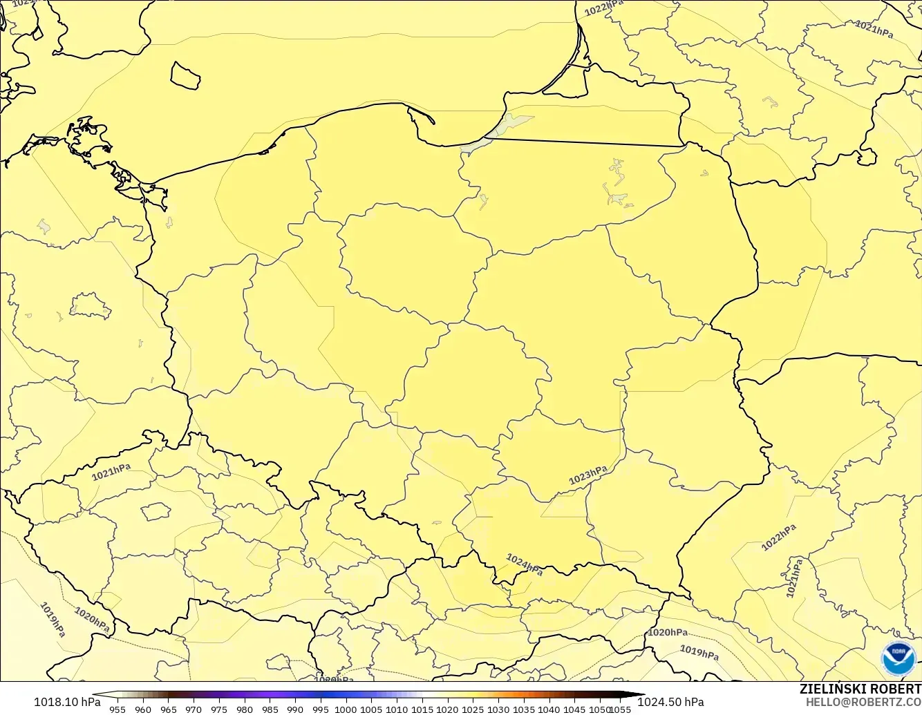 GFS modelo - Polonia, Presión