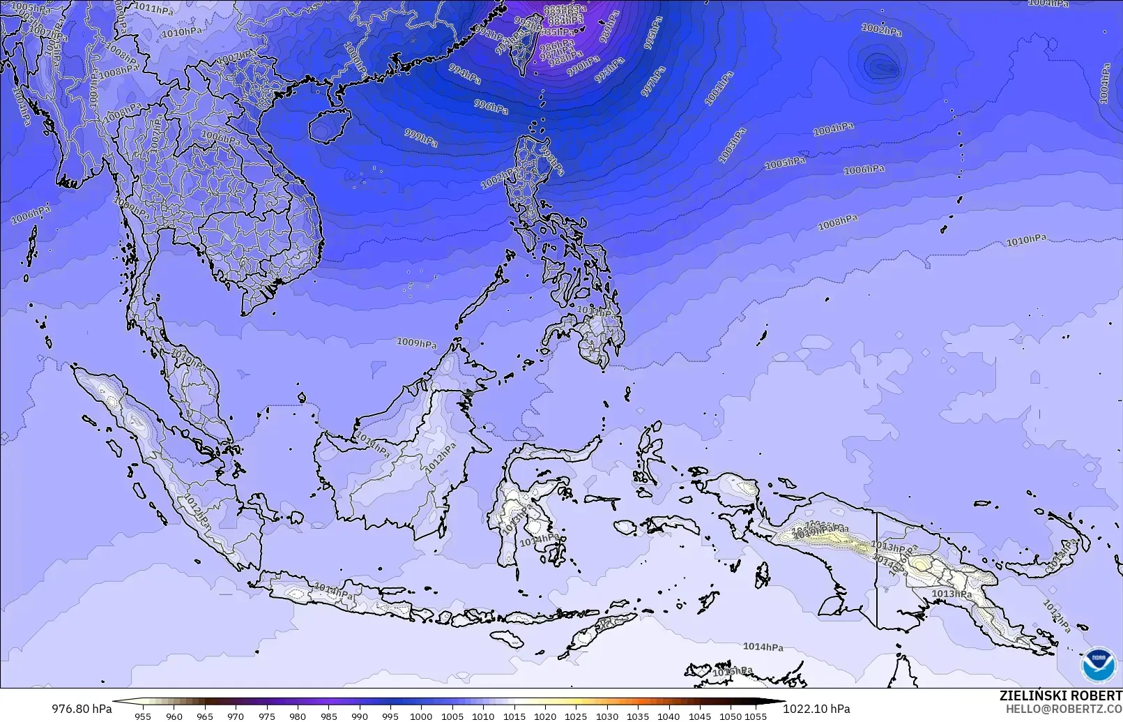 GFS modelo - Sudeste Asiático, Presión