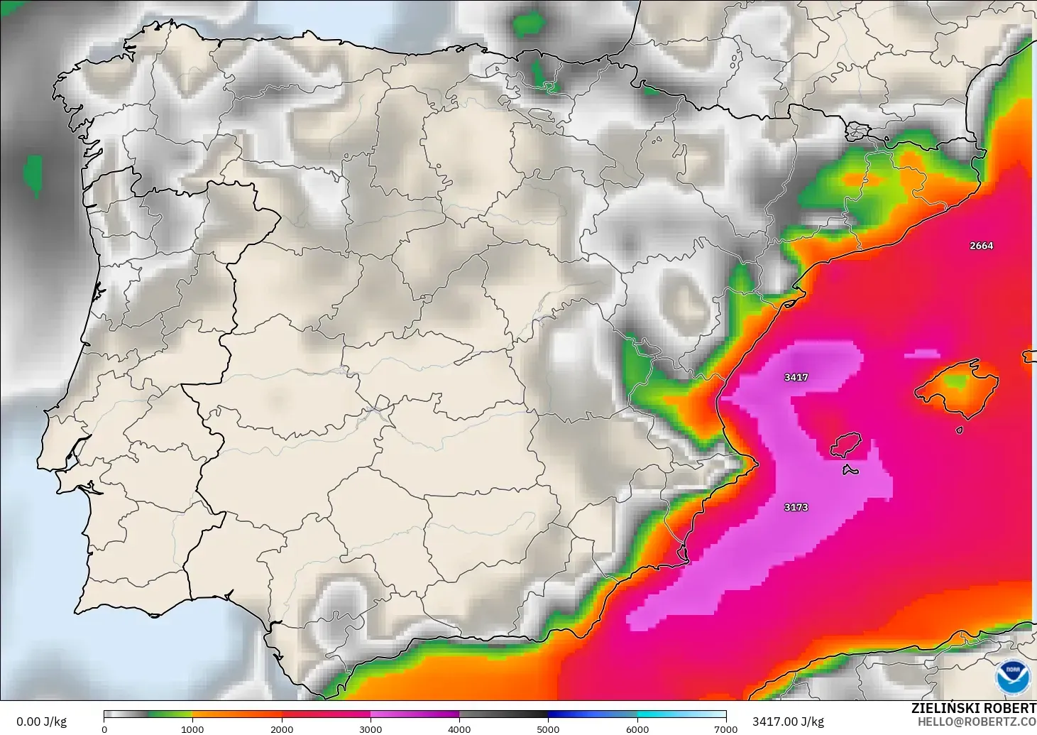 GFS modelo - España, CAPE