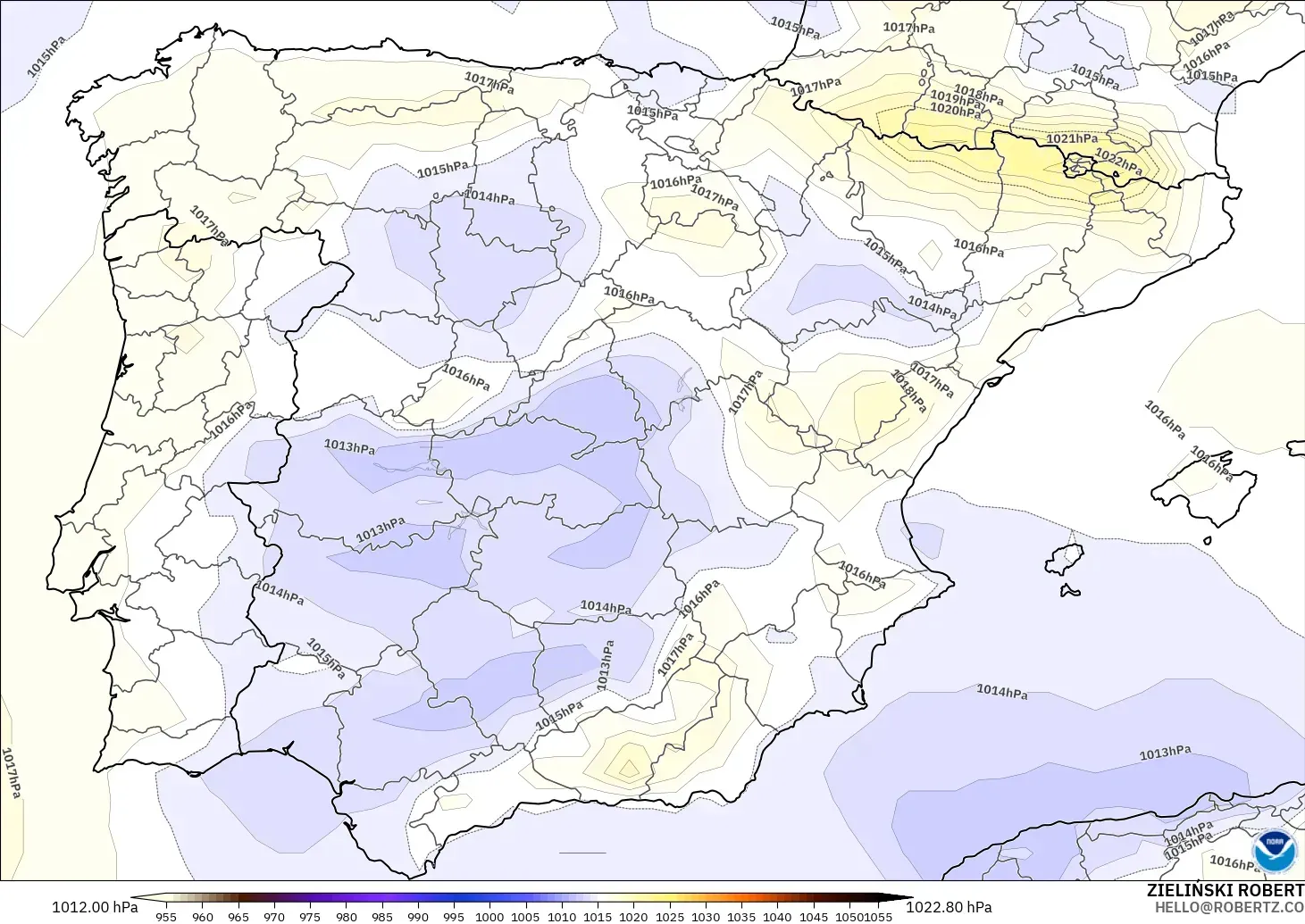 GFS modelo - España, Presión