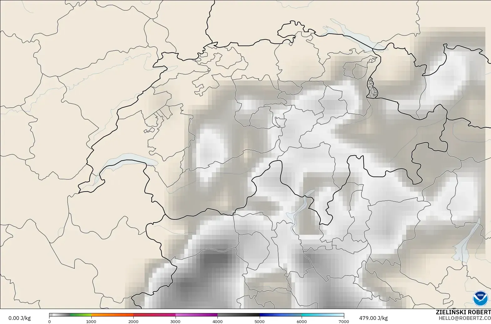 GFS modelo - Suiza, CAPE