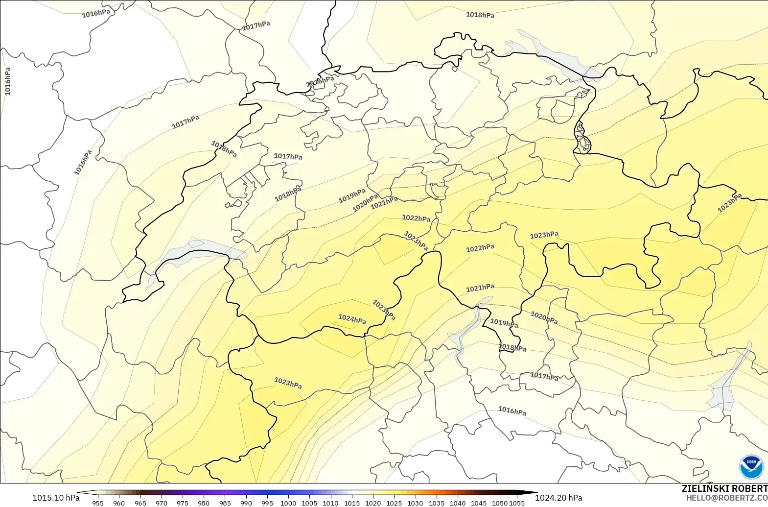 GFS modelo - Suiza, Presión
