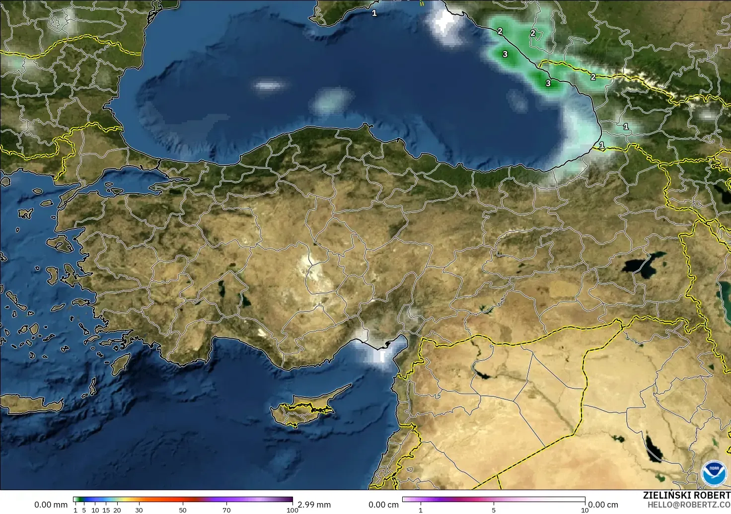 GFS modelo - Turquía, Precipitación, nubes y presión