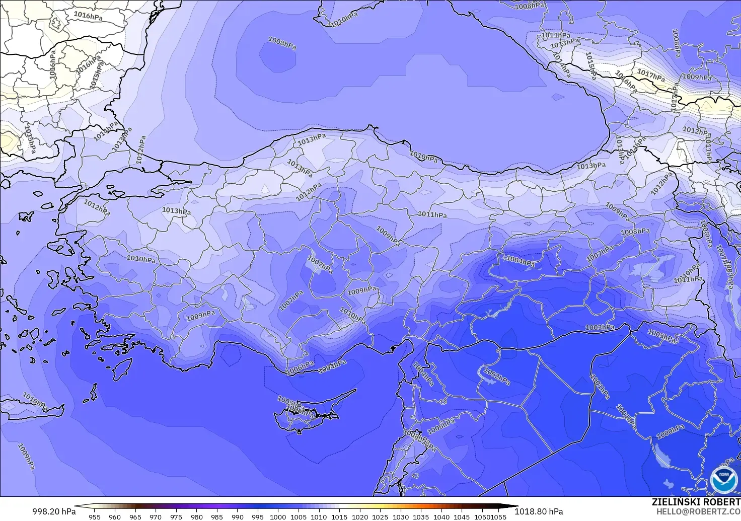 GFS modelo - Turquía, Presión
