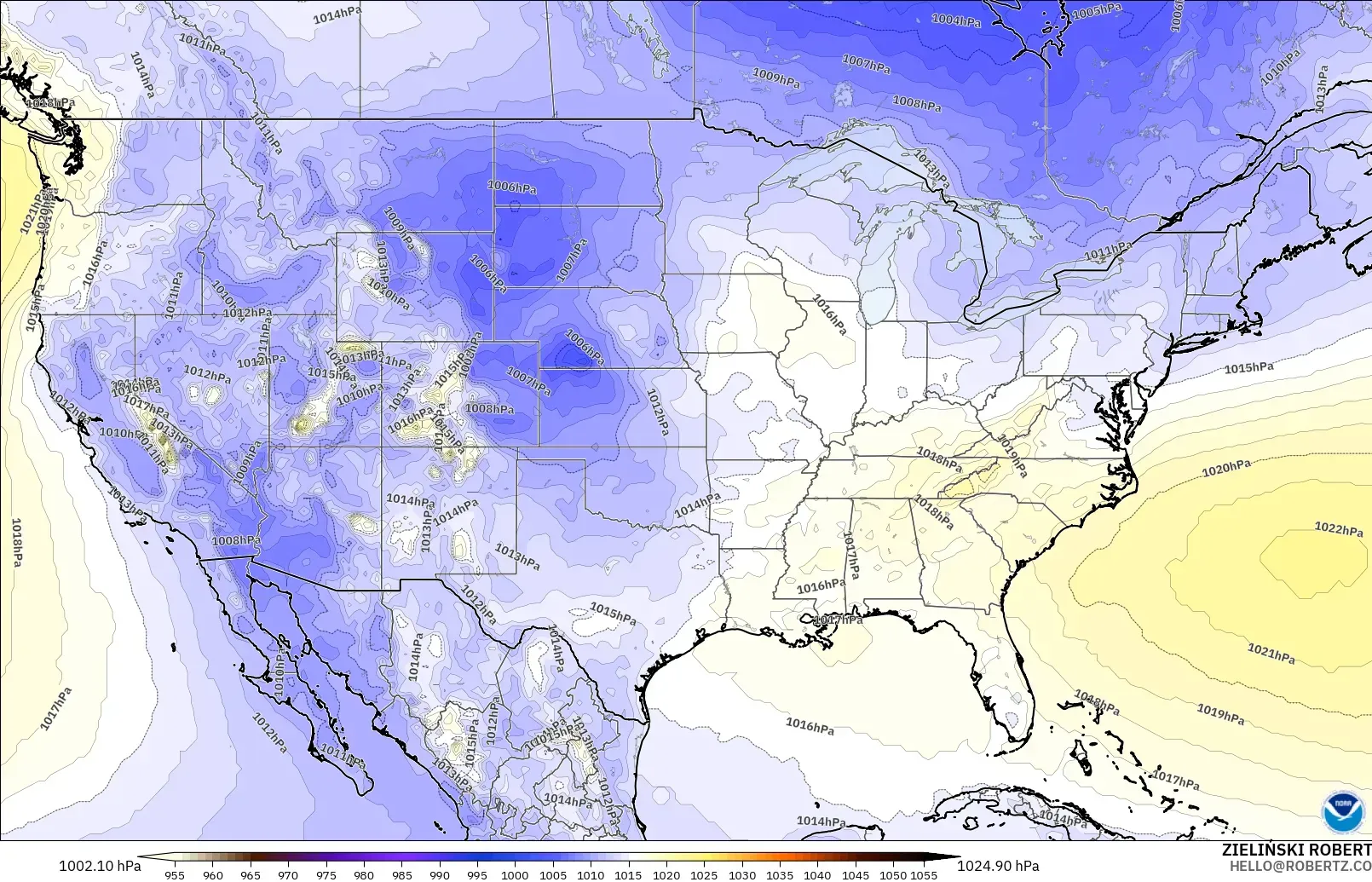 GFS modelo - Estados Unidos, Presión