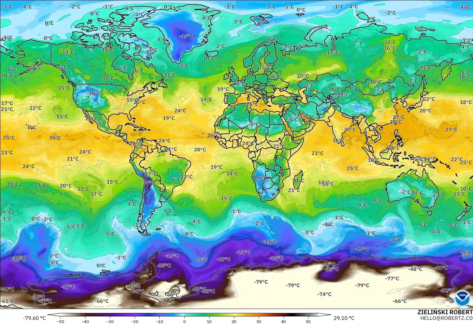 GFS modelo - Mundo, Punto de rocío a 2 m