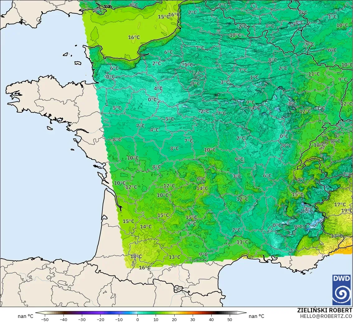 ICON Alemania 2 km modelo - Francia, Punto de rocío a 2 m