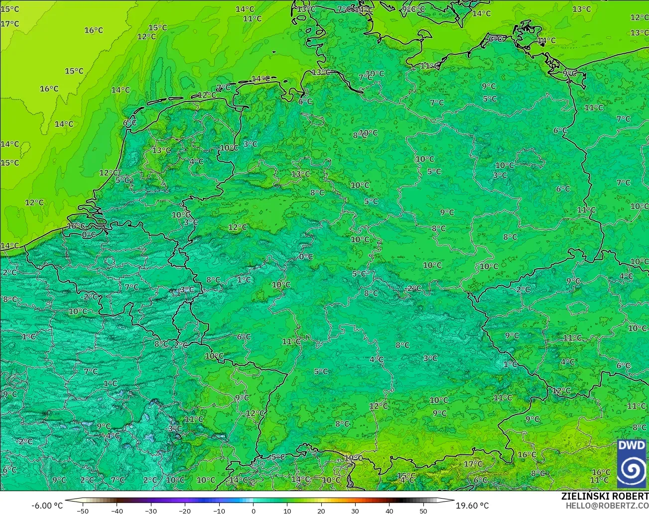 ICON Alemania 2 km modelo - Alemania, Punto de rocío a 2 m